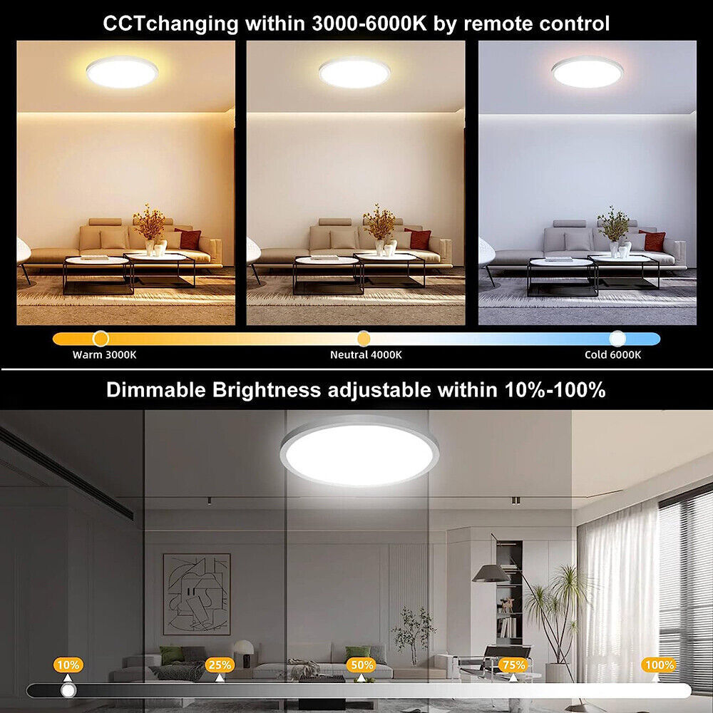 LED Ceiling Light Round Panel Down Lights Bathroom Kitchen Living Room Wall Lamp