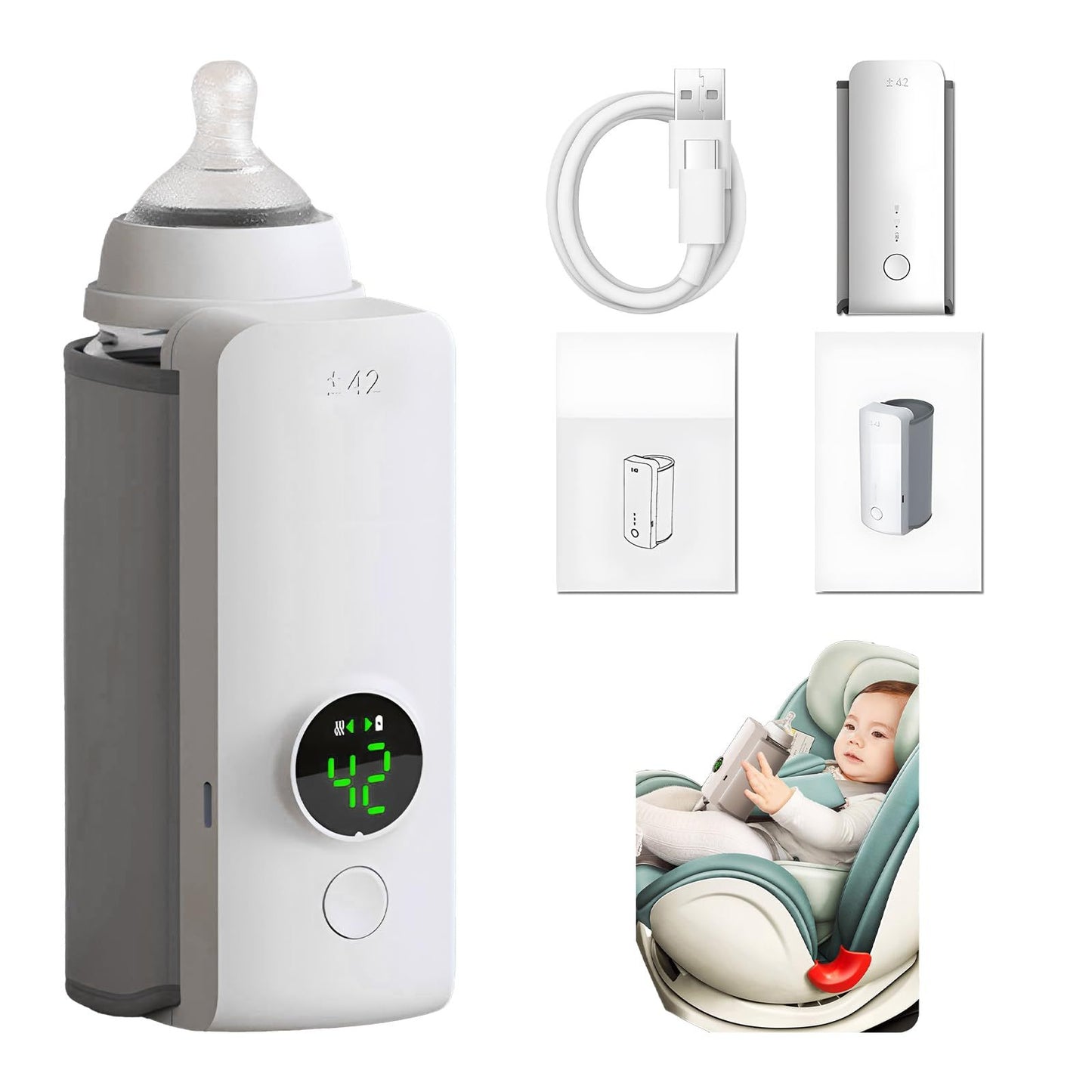 Portable Wireless Rechargeable Baby Bottle Warmer USB Charging And Heating Bag Portable Constant Temperature Milk Warmer Universal Bottle Insulation Sleeve