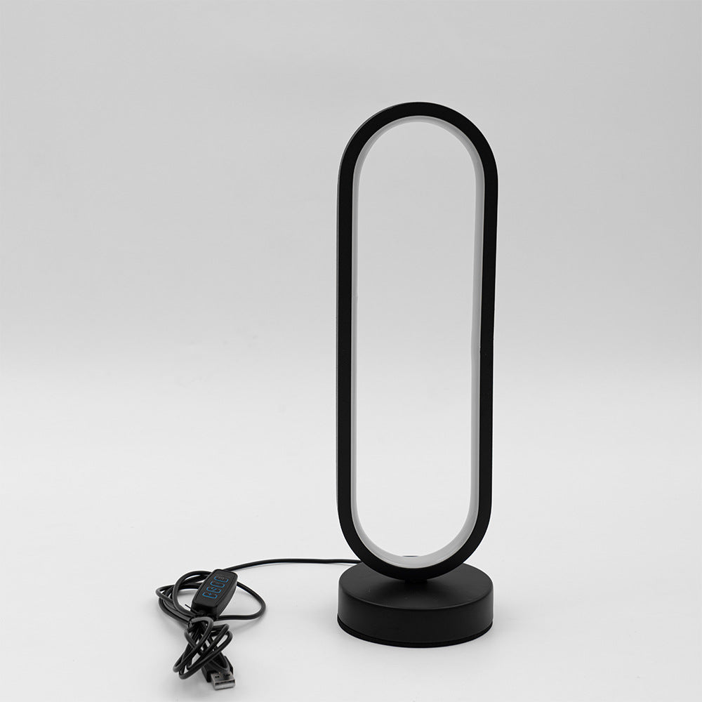 Living Room Black And White USB Ring Dimming LED Small Night Lamp Decoration