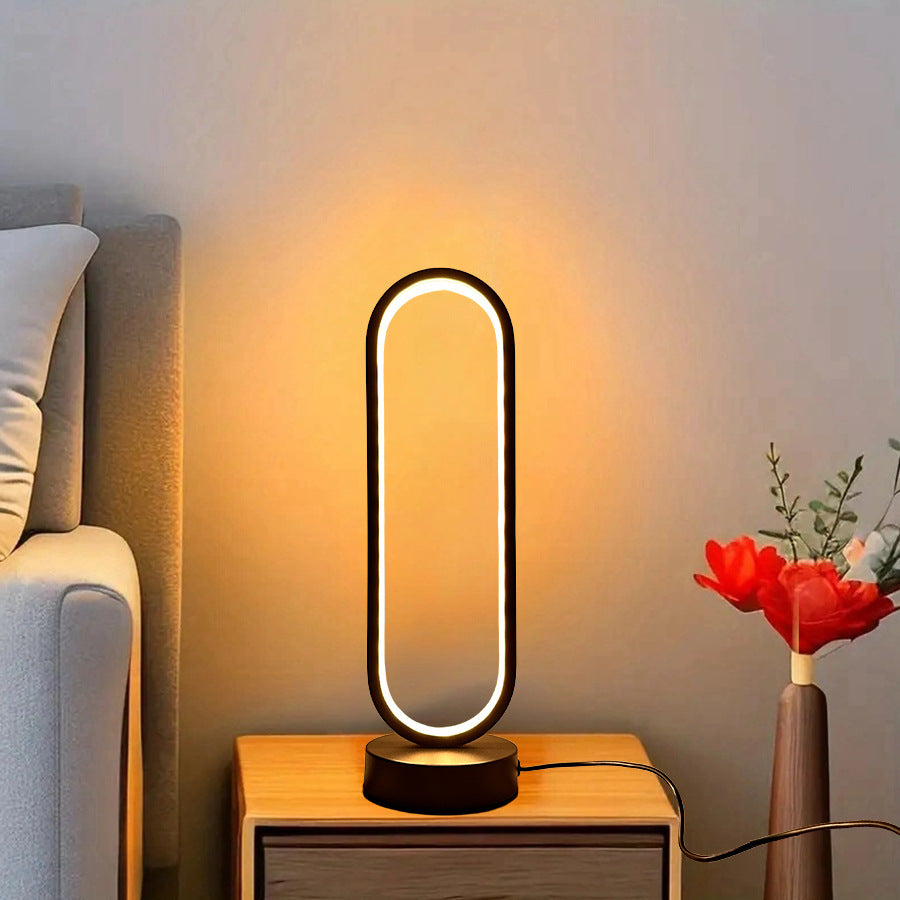 Living Room Black And White USB Ring Dimming LED Small Night Lamp Decoration