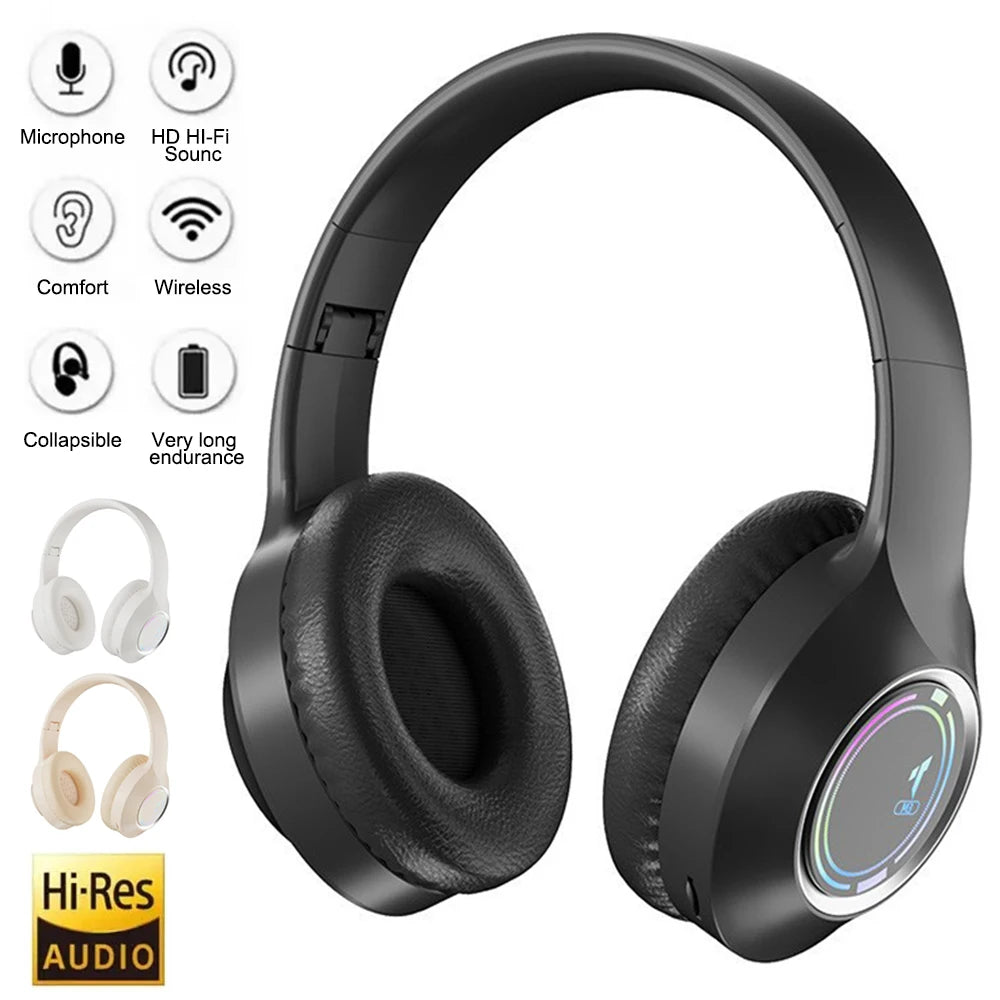 M3 Bluetooth Headphones Wireless Headset With Microphone HiFi Bass Stereo Music Gaming Noise Cancelling Foldable Big Headsets