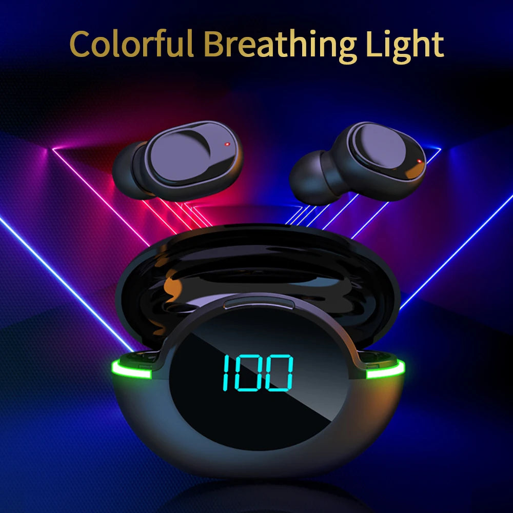 New TWS Y80 Wireless Bluetooth Headset 5.1 In-Ear Headphones Stereo Earphones Digital Display With Breathing Light for Phone