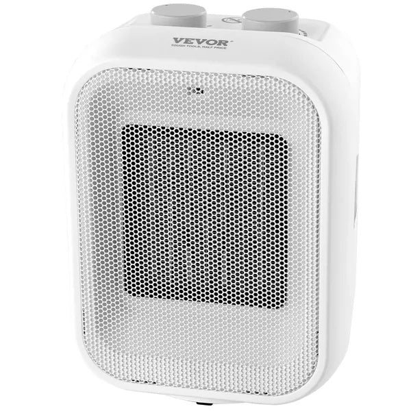 VEVOR Portable Electric Space Heater With Thermostat, 1000W 1500W 2-Level Adjustable Quiet Ceramic Heater Fan, 9 In Tip-Over Shutdown Flame-Retardant PP Small Heaters For Office Room Desk Indoor Use B