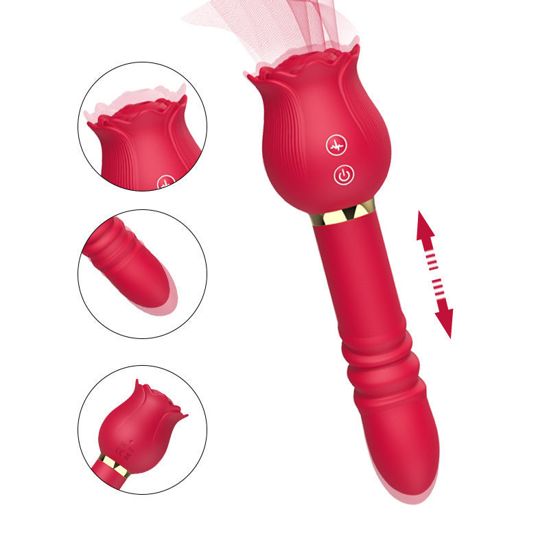 Rose Suction Telescopic Vibrator For Women's Use